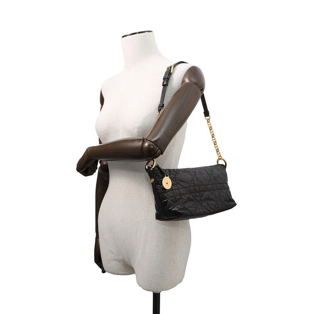 Dior Diorstar Hobo Bag Macrocannage Crinkled BlackS3202UNIO Calf Leather