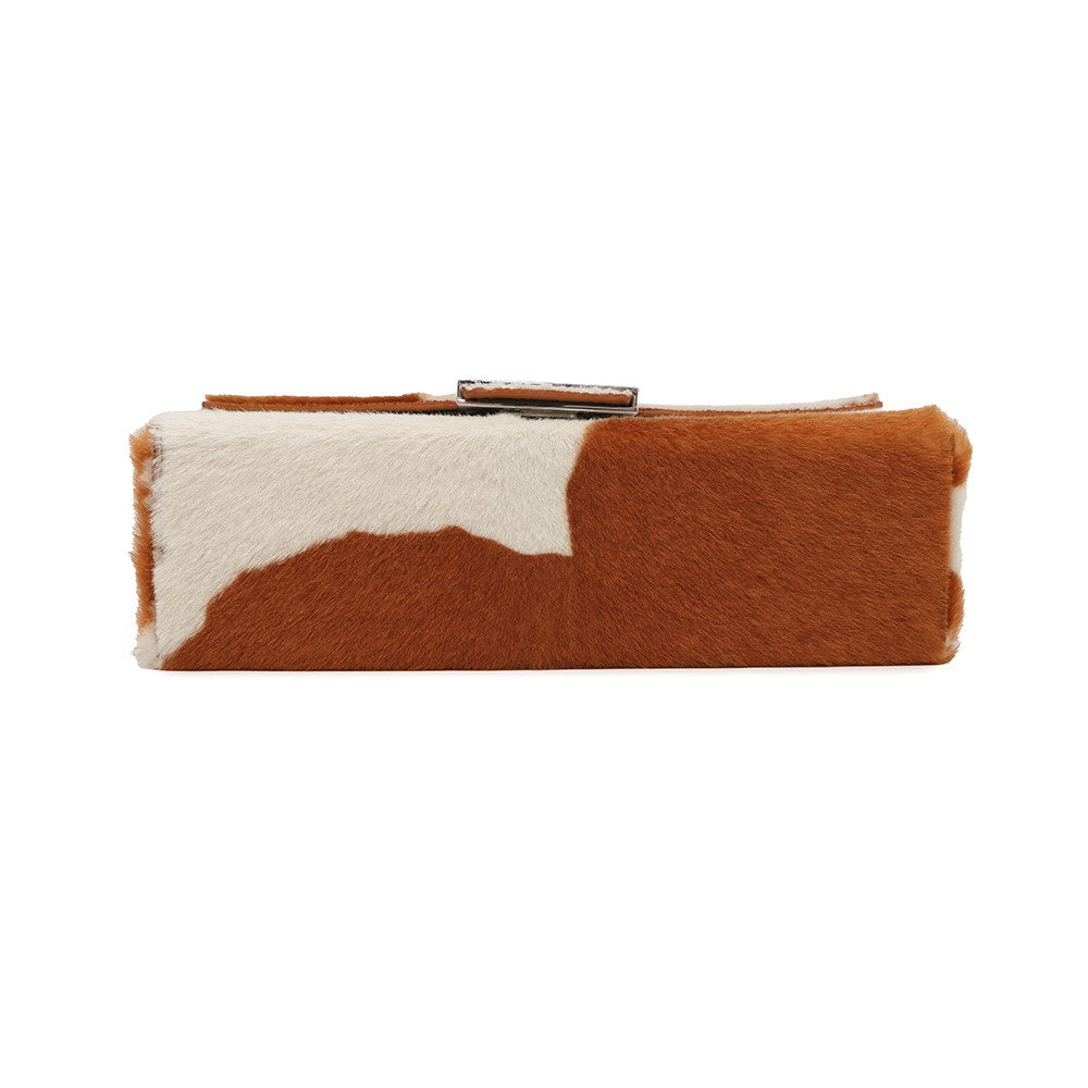 FENDI Soft Trunk Baguette White/Brown7VA565 Sheepskin