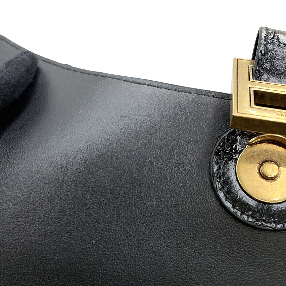 BALENCIAGA Downtown ChainShoulder Bag Black689121 Croco embossed leather Size XS