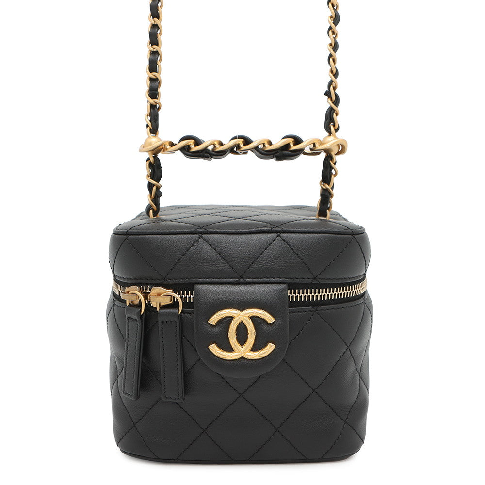 CHANEL Vanity Shoulder Bag BlackAS3228 Lambskin Size Small