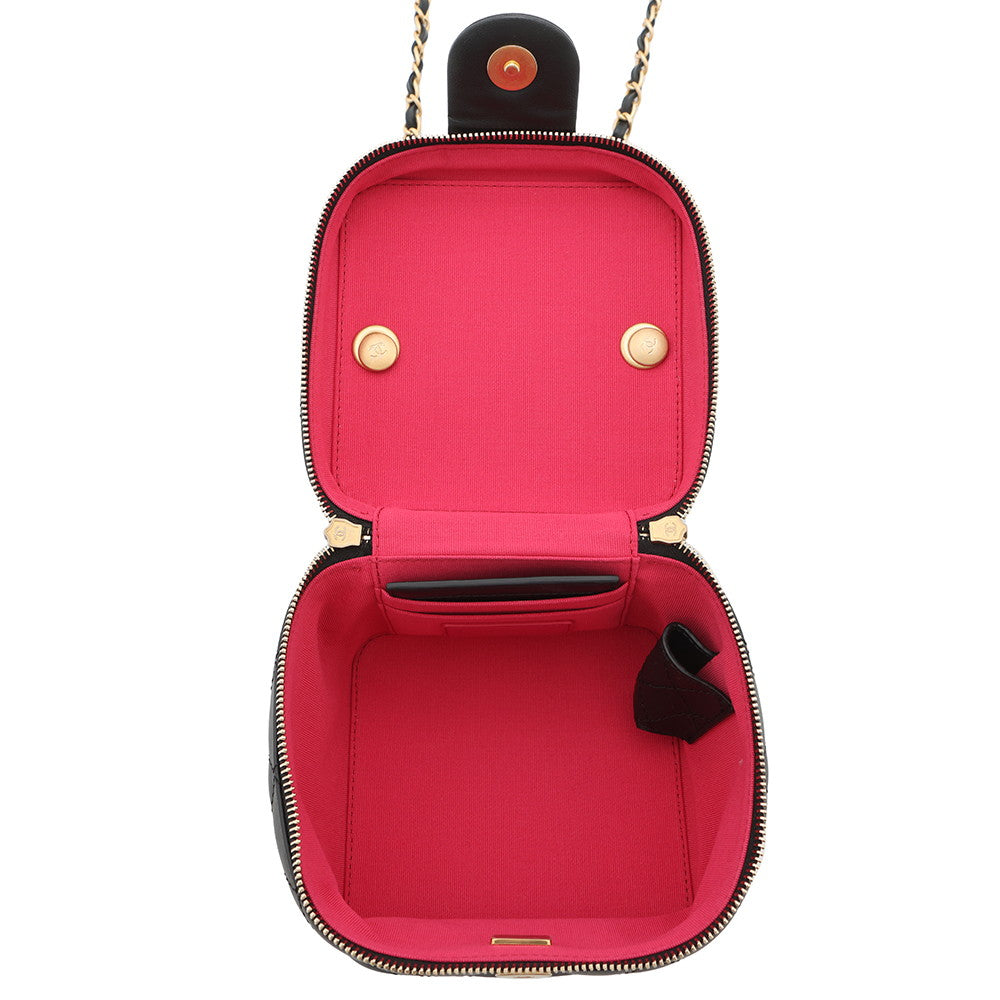 CHANEL Vanity Shoulder Bag BlackAS3228 Lambskin Size Small