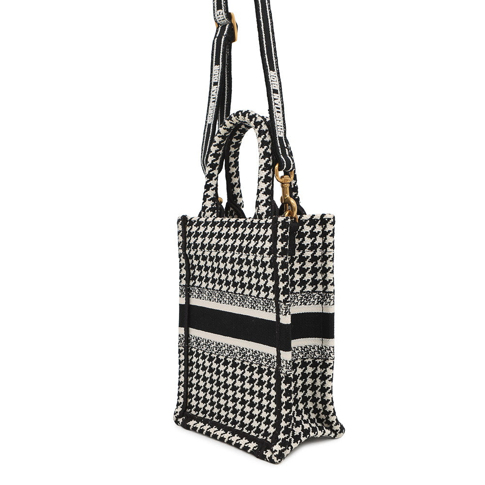Dior Book Tote Mini Phone Bag Vertical Black/WhiteS5555CZAE Canvas
