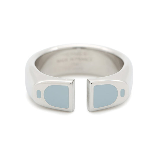 HERMES Etrier Ring Size 64 Blue RunH100060FJ0360 Metal