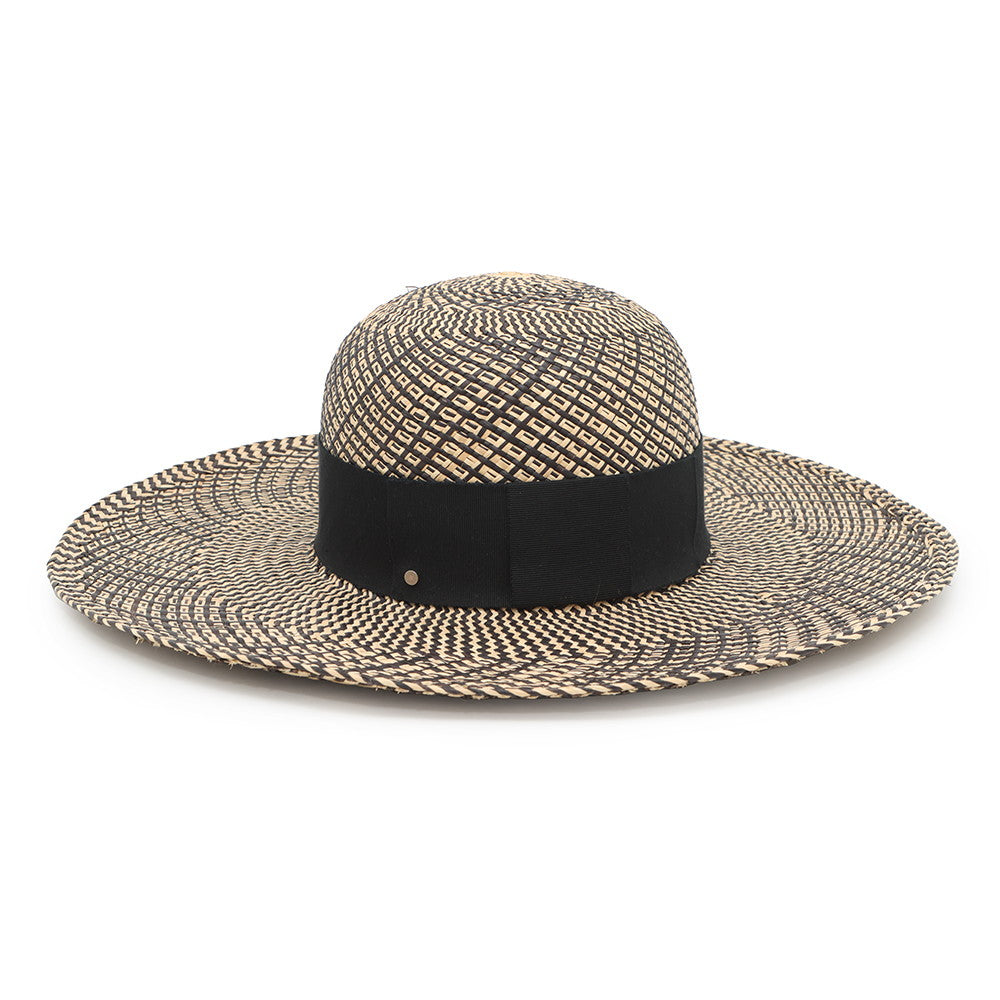 HERMES straw hat Size 58 Beige/Black Straw