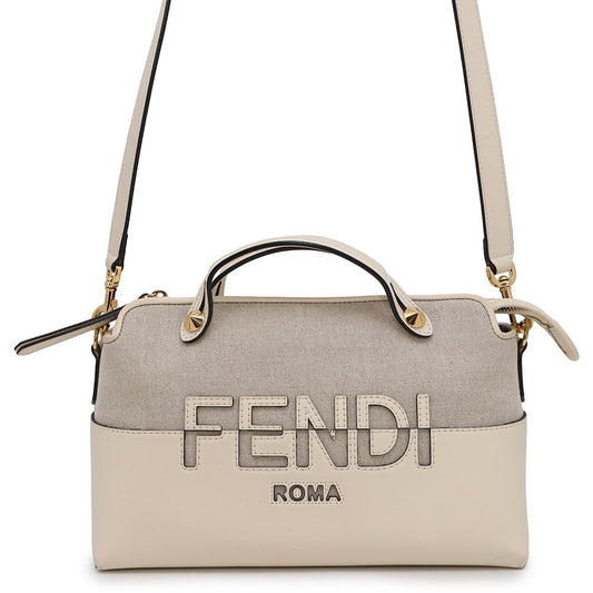FENDI By the Way 2WAY Shoulder Bag Ivory8BL146 Canvas Leather Size Medium