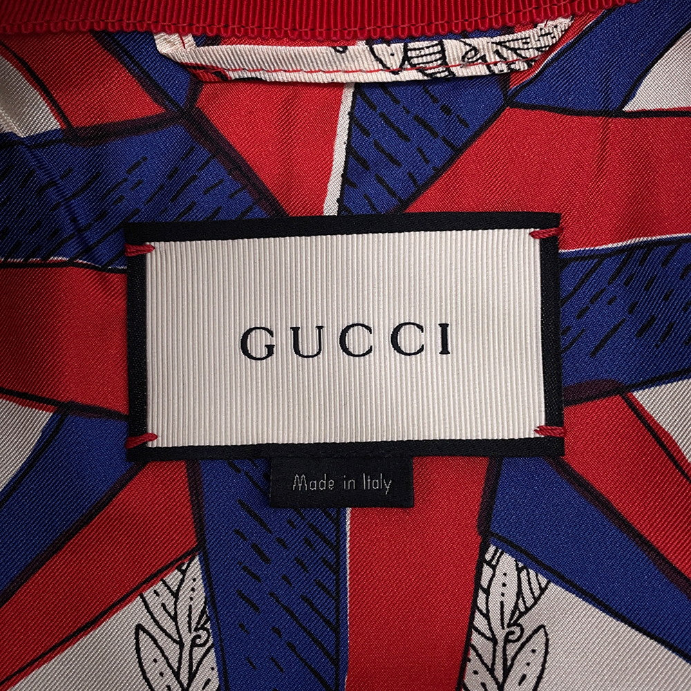 GUCCI Leather Jacket Size 36 Black/Red/Navy Leather Cotton100%