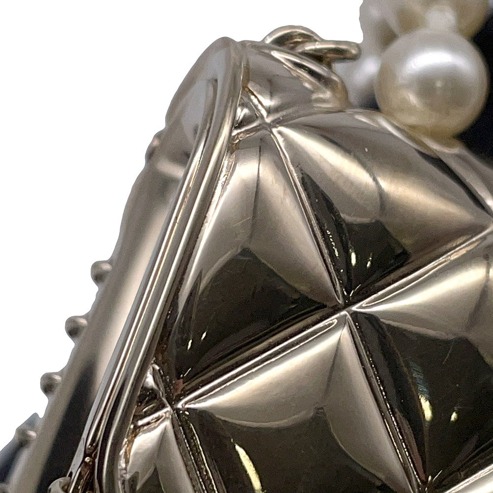 CHANEL Matelasse bag motif necklaceAB6135 Metal Leather Faux Pearl