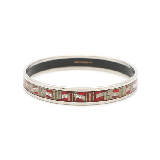 HERMES Enamelled Bangle Bolduc Red/Multicolor Metal