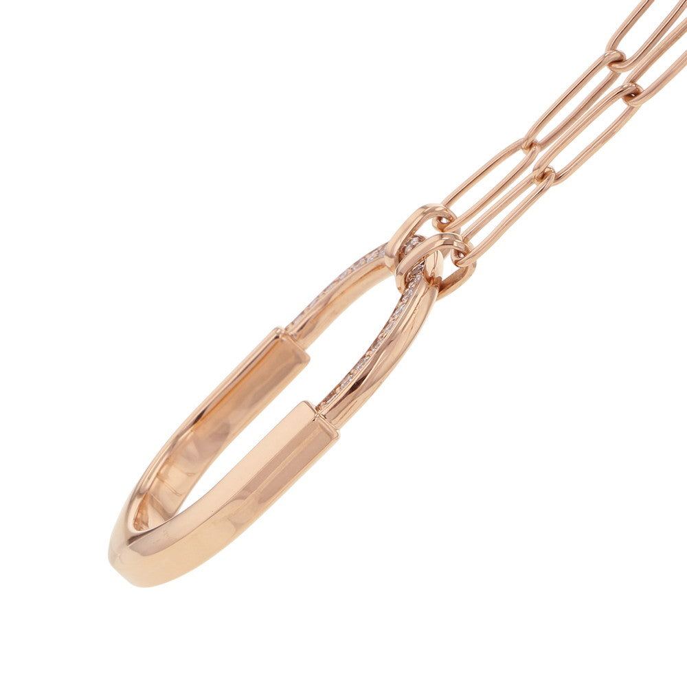 TIFFANY&Co. Padlock Pendant Half Diamond Necklace Size Large 18K Pink Gold