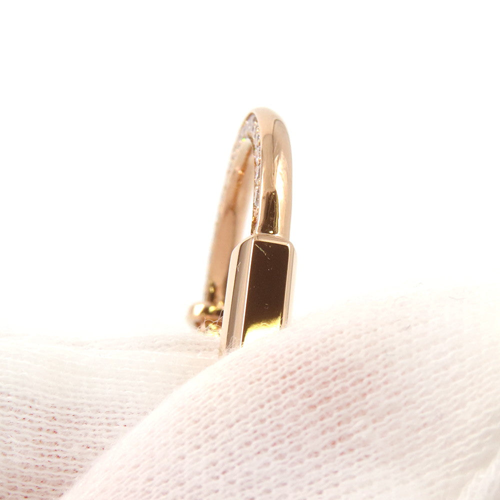 TIFFANY&Co. Padlock Pendant Half Diamond Necklace Size Large 18K Pink Gold