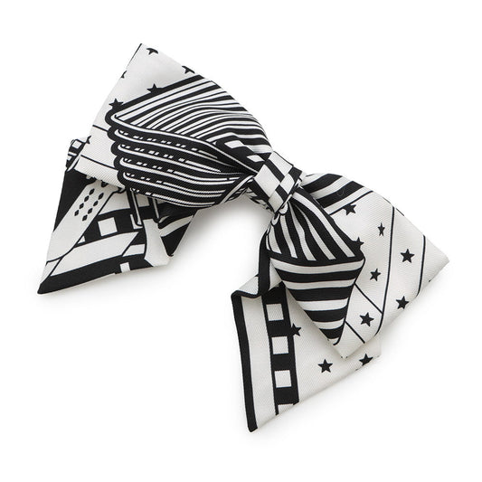 HERMES Grenelle Zig Zag Barrette Size PM Black/White Silk