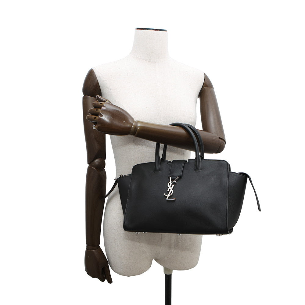 SAINT LAURENT PARIS Baby Downtown Cabas 2WAY Handbag Black436834 Leather