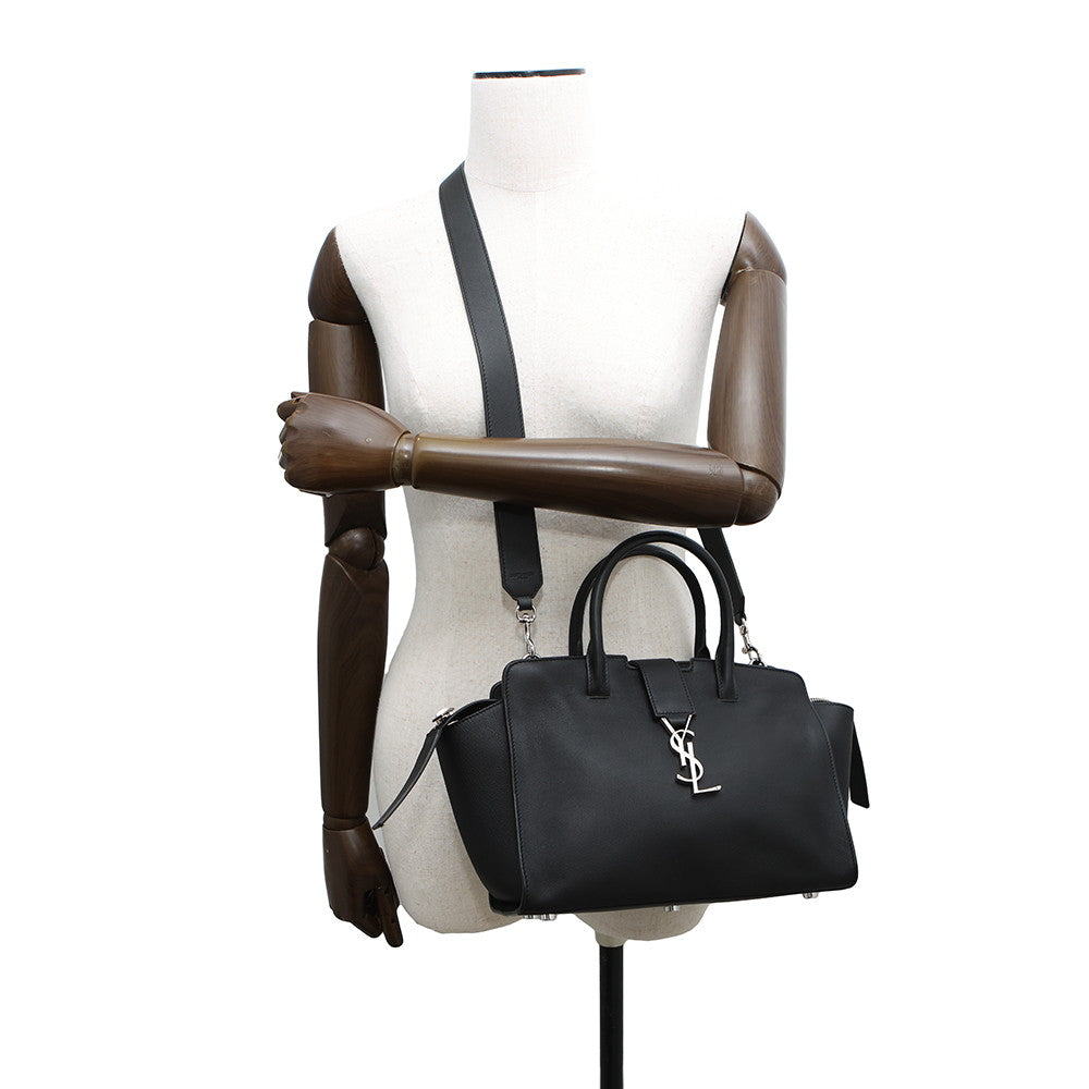 SAINT LAURENT PARIS Baby Downtown Cabas 2WAY Handbag Black436834 Leather