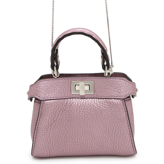 FENDI PeekabooChainShoulder Bag Mauve pink7AS294 Leather Size Nano