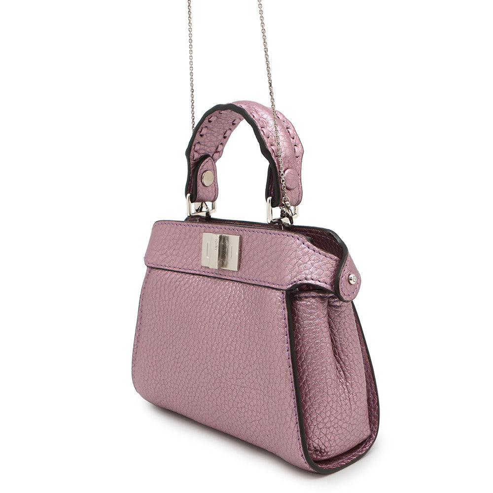 FENDI PeekabooChainShoulder Bag Mauve pink7AS294 Leather Size Nano