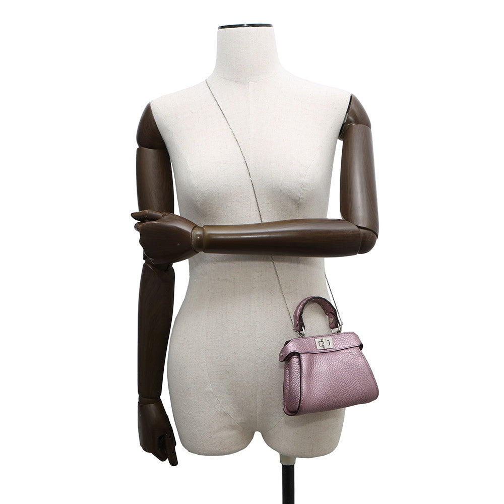 FENDI PeekabooChainShoulder Bag Mauve pink7AS294 Leather Size Nano