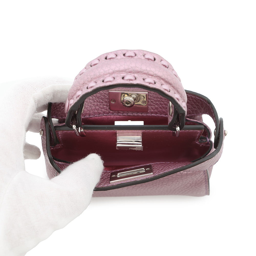 FENDI PeekabooChainShoulder Bag Mauve pink7AS294 Leather Size Nano