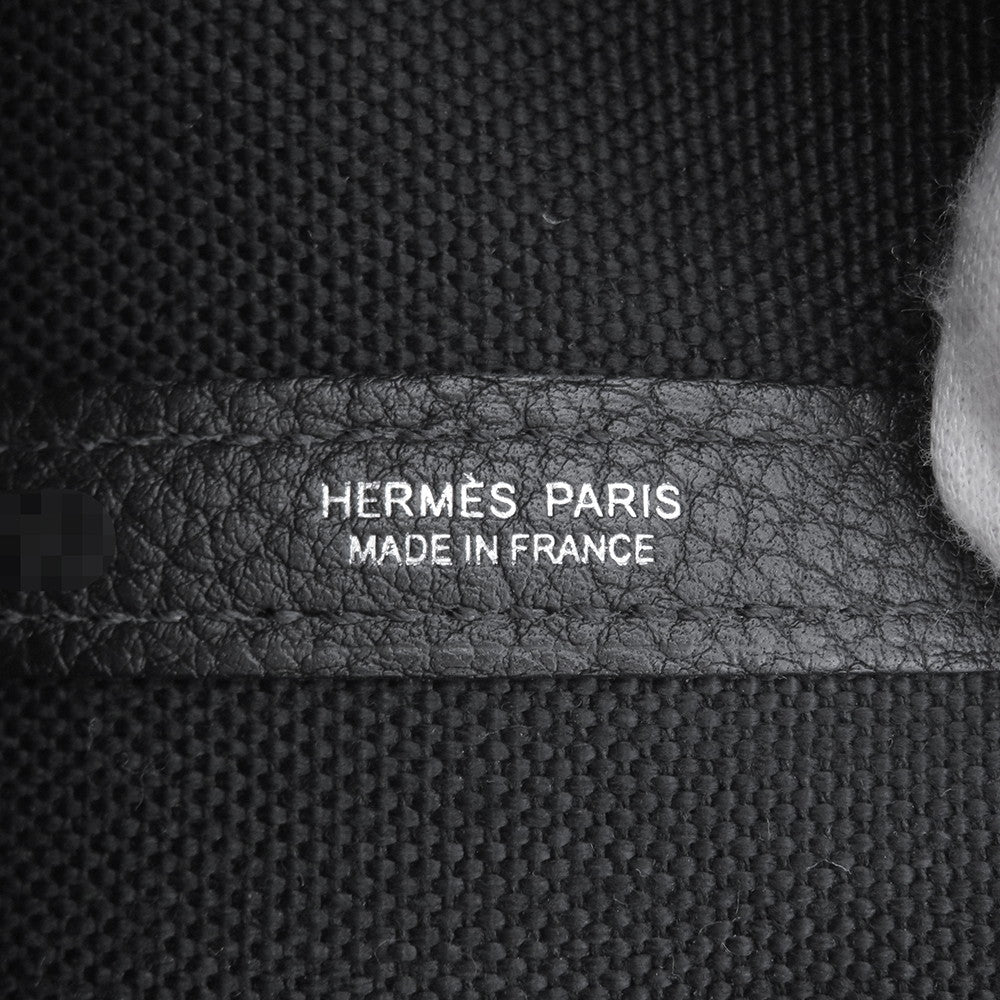 HERMES Garden Party Black Toile Military Negonda Leather Size PM
