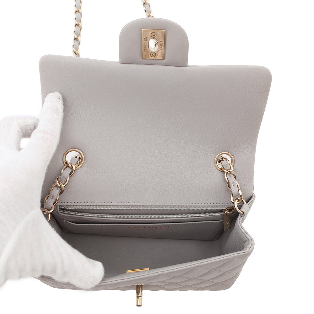 CHANEL Matelasse ChainShoulder Bag GrayA69900 Lambskin Size 20