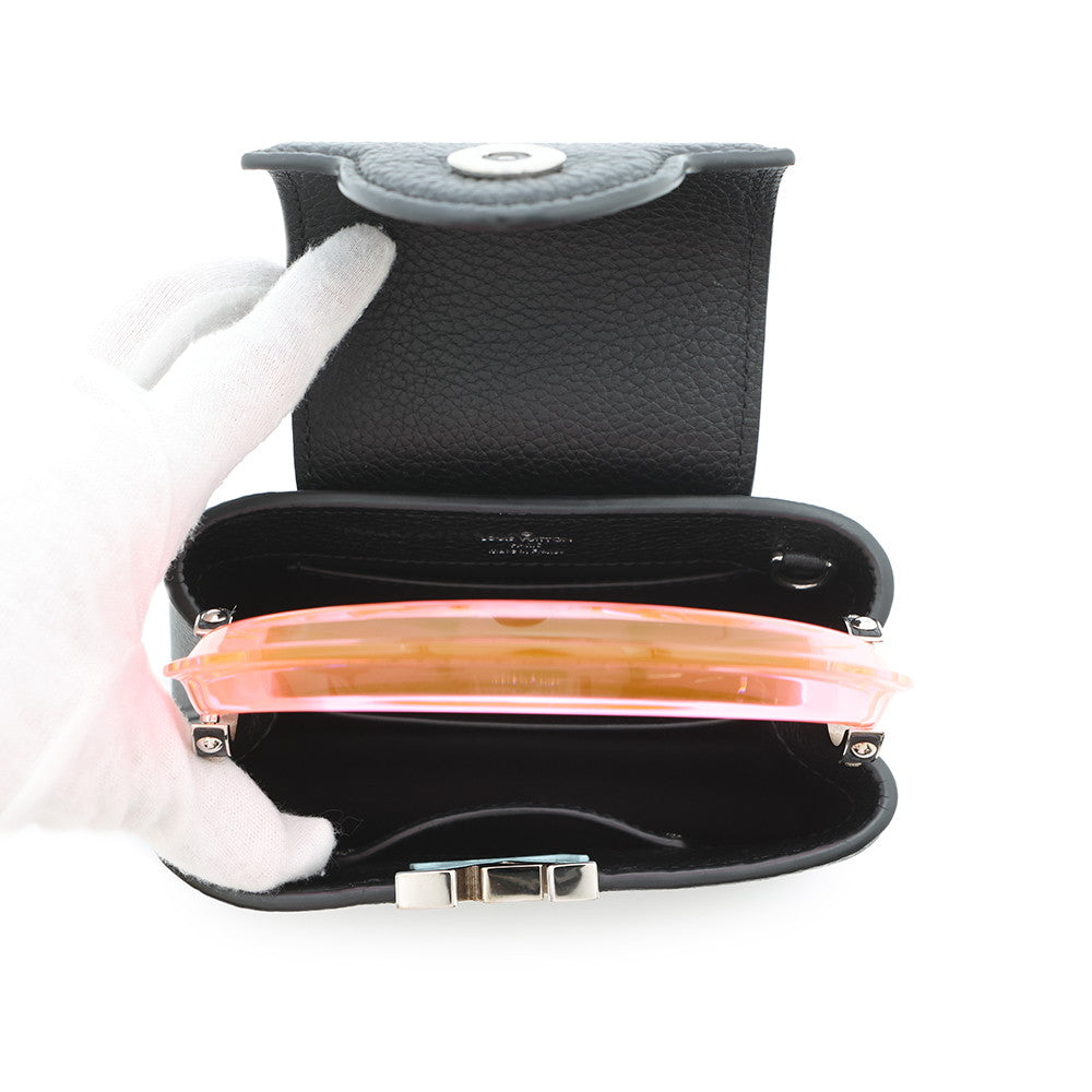 LOUIS VUITTON Capucines Noir/PinkM56072 Taurillon Leather Plexiglas Size Mini