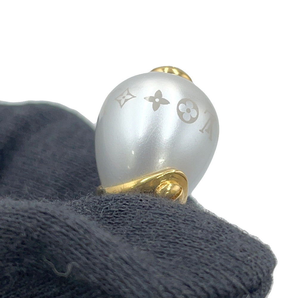 LOUIS VUITTON Damier Pearl Necklace Gold/Gray Metal Faux Pearl