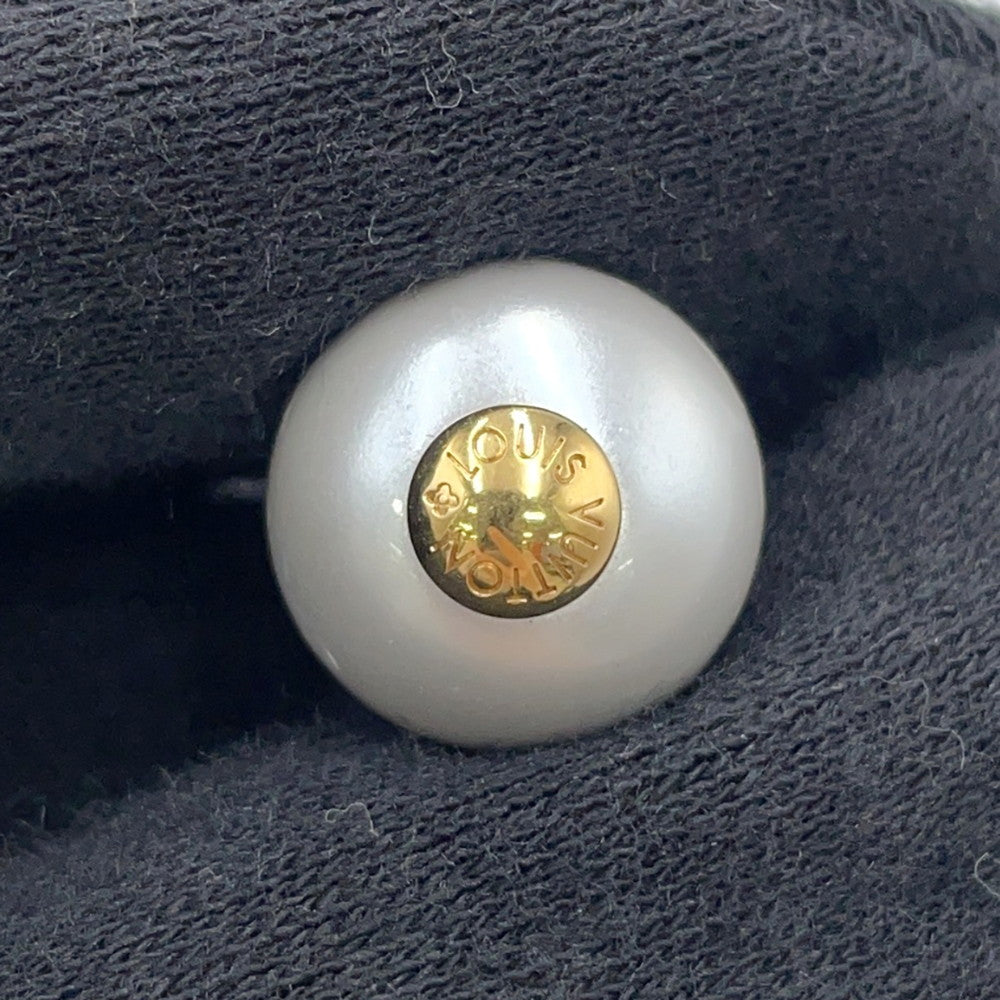 LOUIS VUITTON Damier Pearl Necklace Gold/Gray Metal Faux Pearl