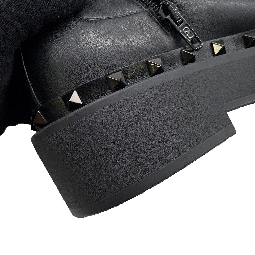 Valentino Garavani Studded long boots Black Leather Size 35