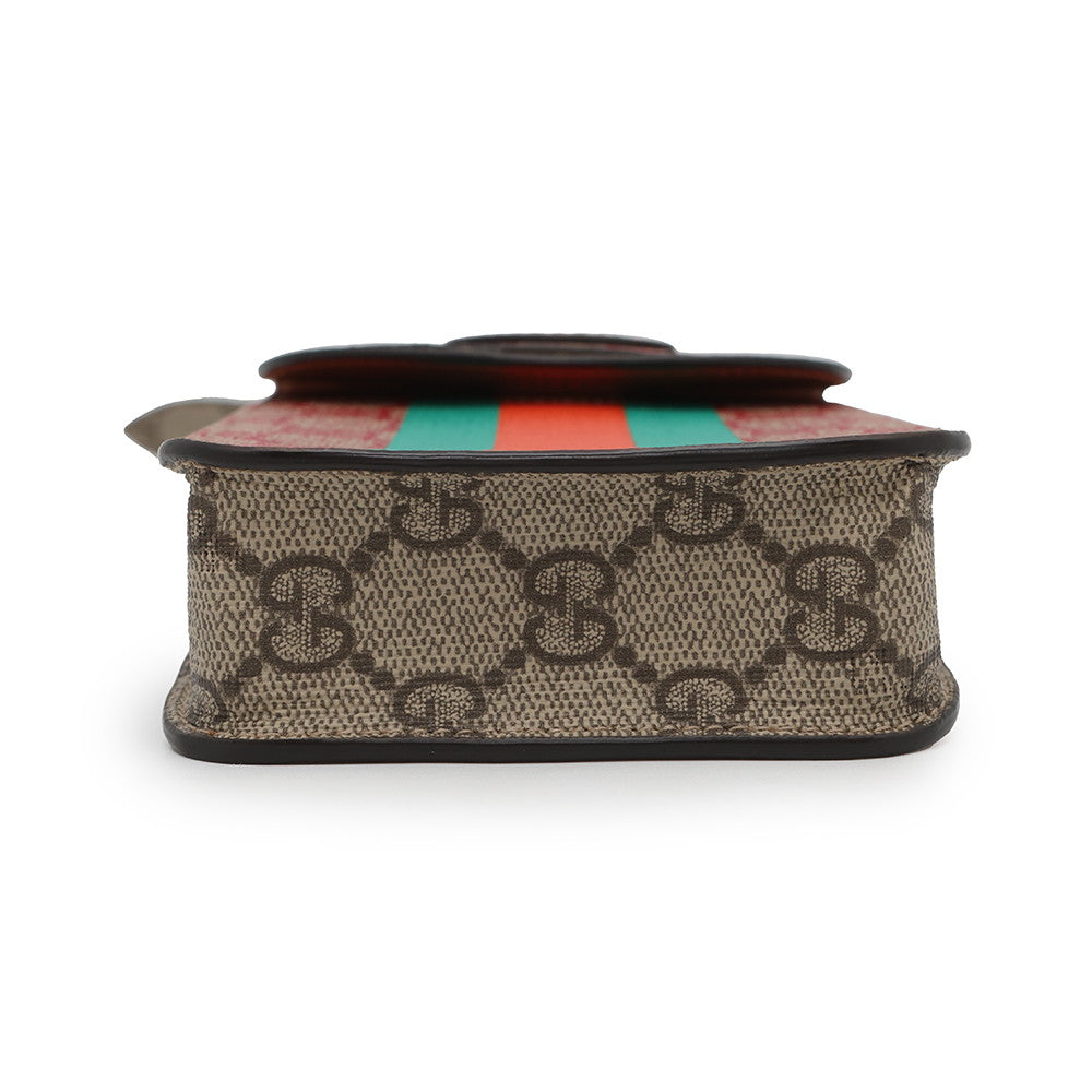 GUCCI GG Supreme Shoulder Beige/Red/Green723766 GG Supreme Leather