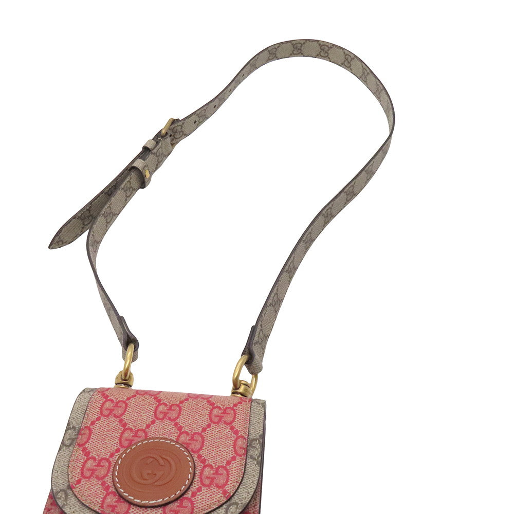 GUCCI GG Supreme Shoulder Beige/Red/Green723766 GG Supreme Leather
