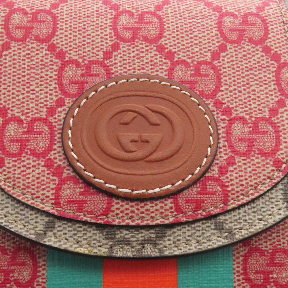 GUCCI GG Supreme Shoulder Beige/Red/Green723766 GG Supreme Leather