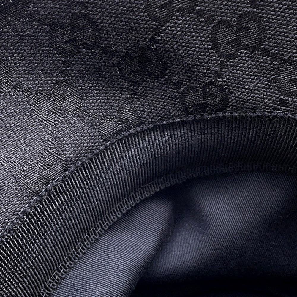 GUCCI Original GG Canvas Bucket Hat Size 59/L Black576587 Canvas Leather