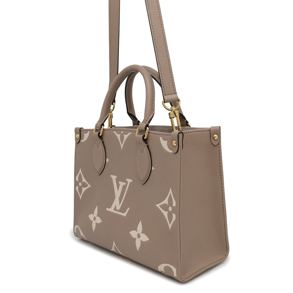 LOUIS VUITTON Onthego Tourterelle claimM45779 Bicolor Monogram Empreinte Leather Monogram Giant Size PM