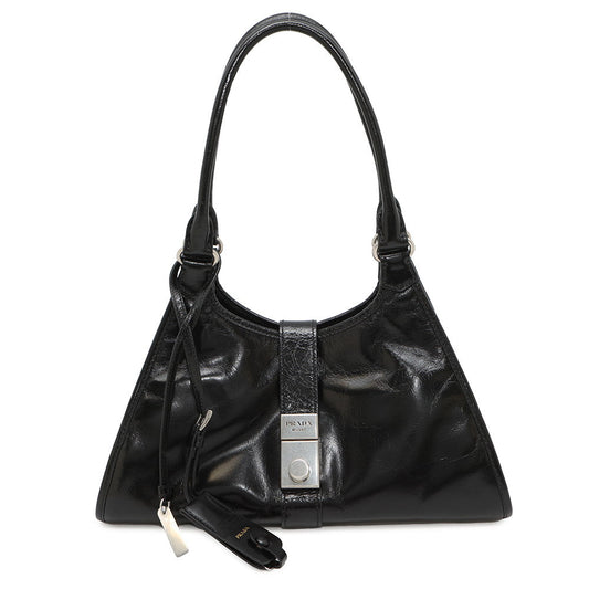PRADA Hobo Bag Black1BG563 Calf Leather Size Medium