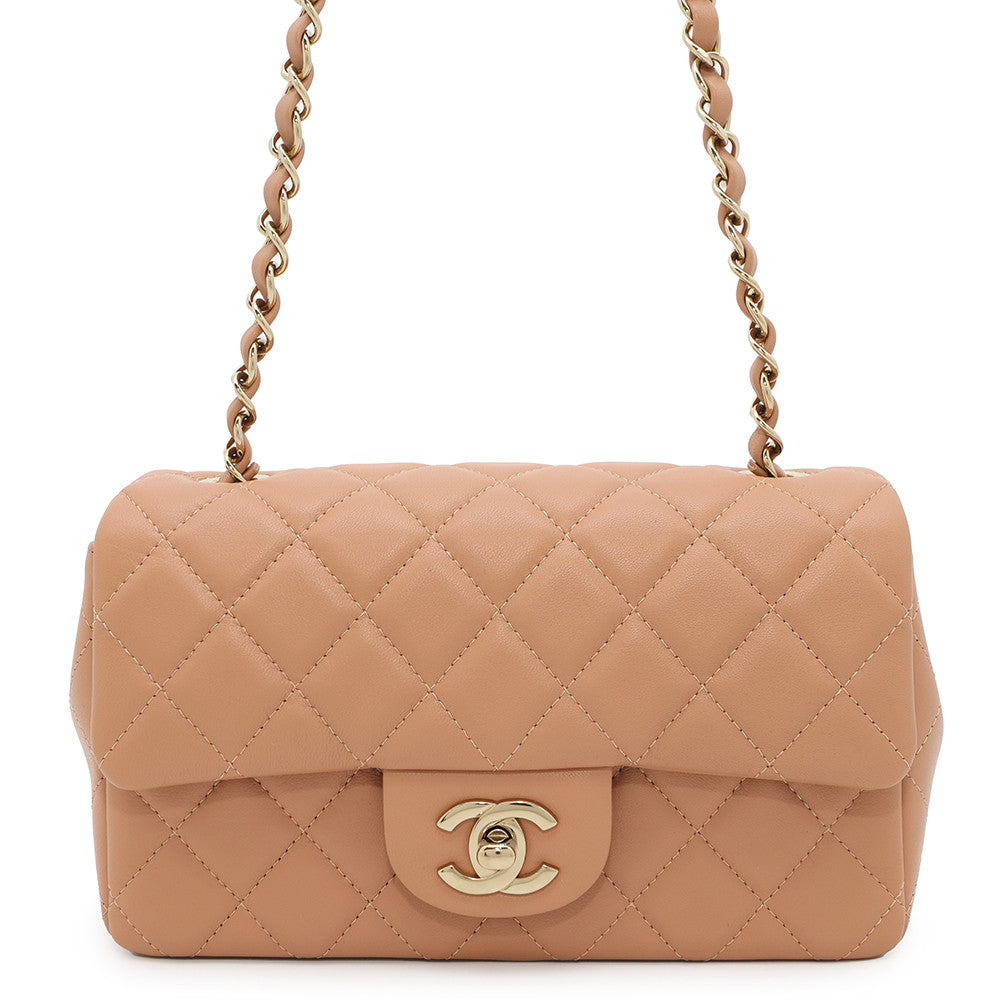 CHANEL Matelasse Single Chain Shoulder Bag BrownA69900 Lambskin Size Mini