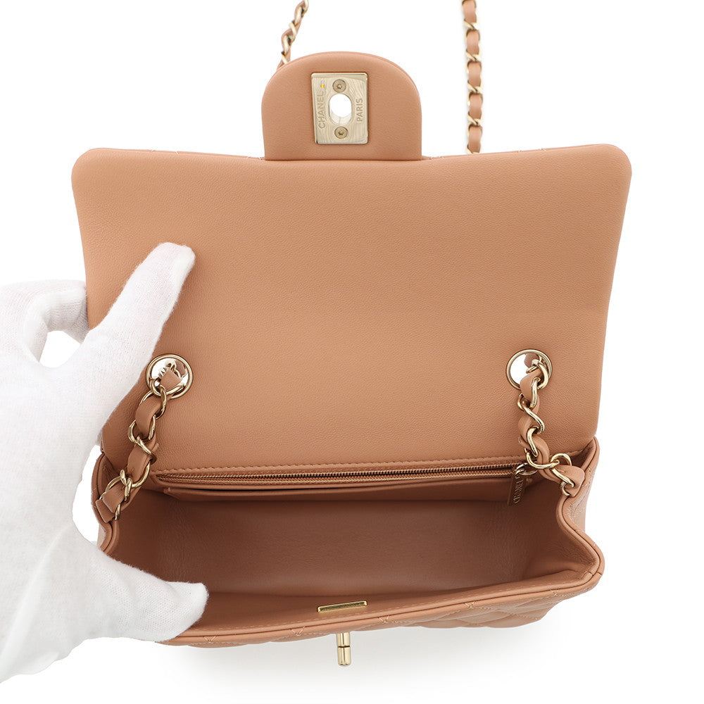 CHANEL Matelasse Single Chain Shoulder Bag BrownA69900 Lambskin Size Mini