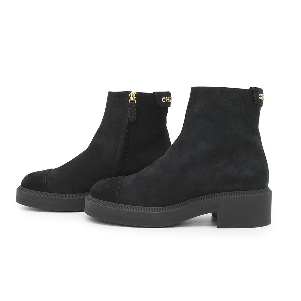 CHANEL short boots BlackG38169 suede Size 37
