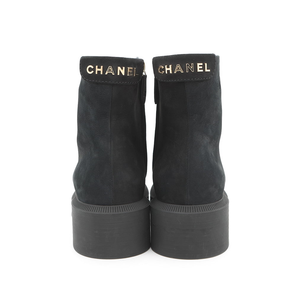 CHANEL short boots BlackG38169 suede Size 37
