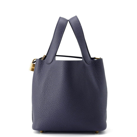 HERMES Picotin Lock Blue Nuit Taurillon Clemence Size PM