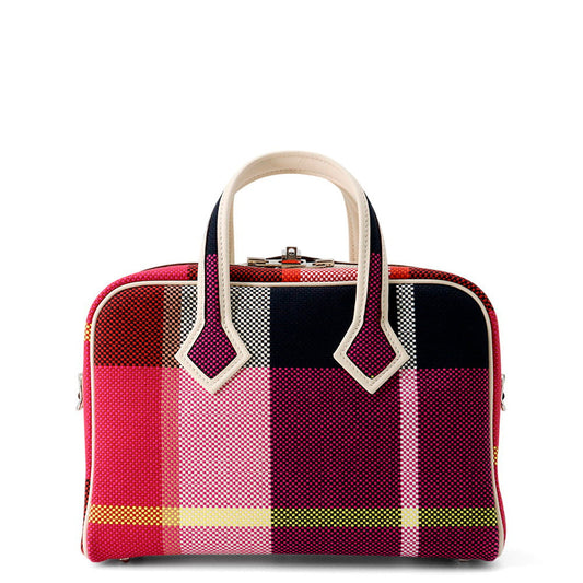 HERMES Victoria3 Fool Toe Marine/Ecru/Black/Framboise Toile Cadrille Swift Leather Size Mini