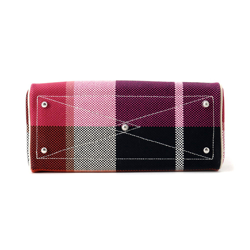 HERMES Victoria3 Fool Toe Marine/Ecru/Black/Framboise Toile Cadrille Swift Leather Size Mini