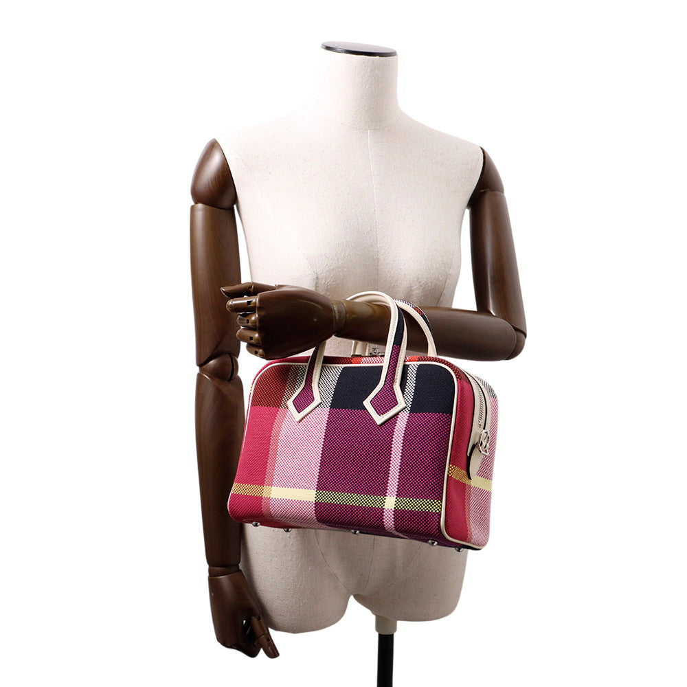 HERMES Victoria3 Fool Toe Marine/Ecru/Black/Framboise Toile Cadrille Swift Leather Size Mini