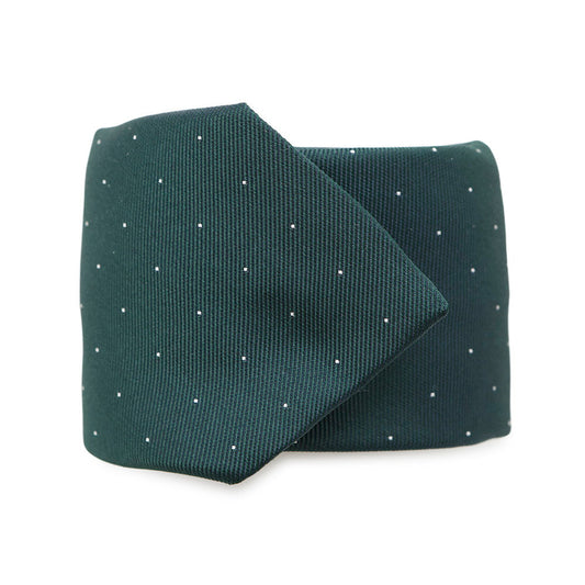 HERMES Sporty Dots Tie Vert/Blanc Silk100%