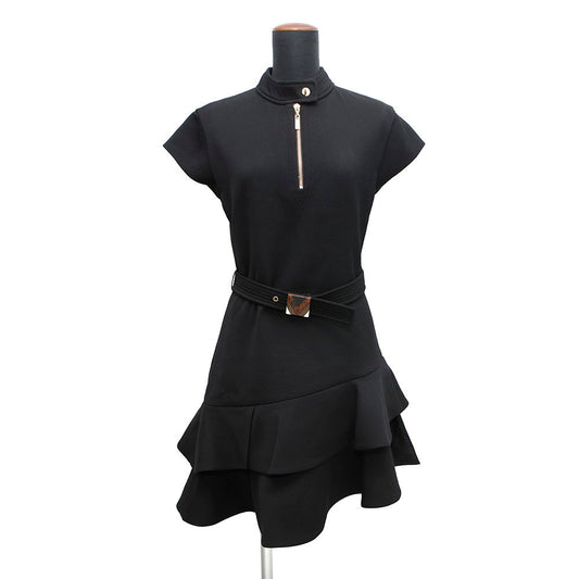 LOUIS VUITTON Frill dress Size 38 Black Wool 98% Polyurethane2%