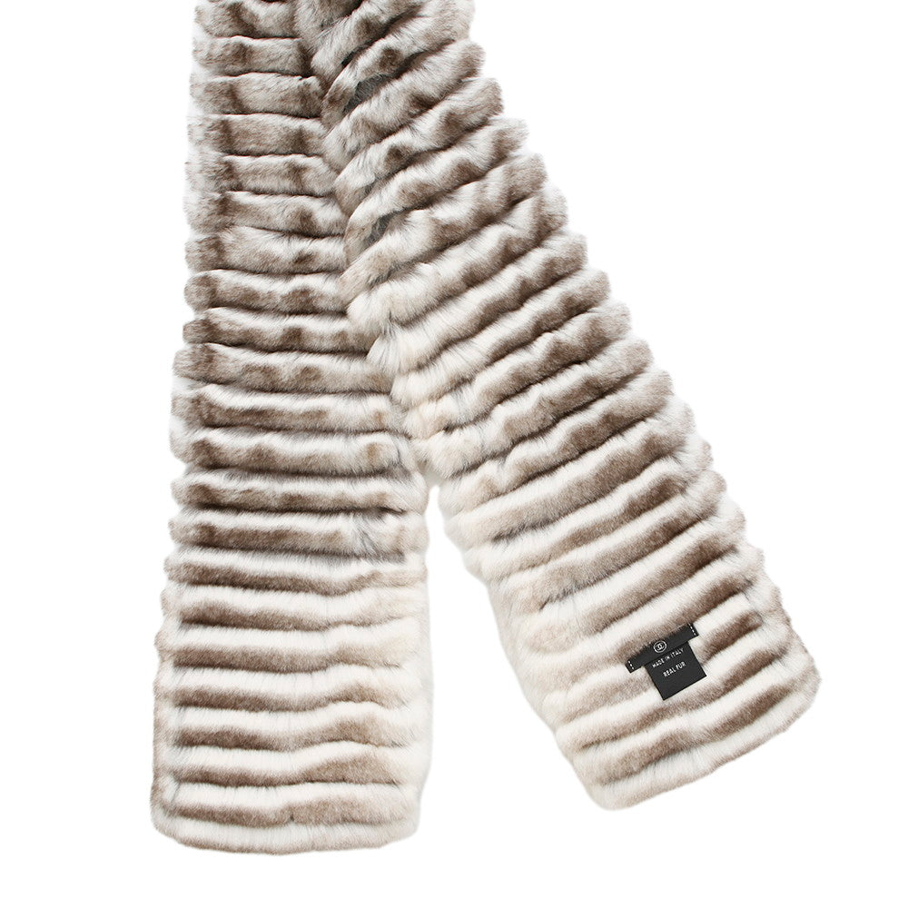 CHANEL CC Logo Orirag Scarf Brown/White Orirug 100%