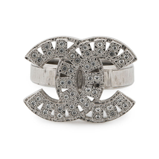 CHANEL CC Logo Ring Size Approximately13 Metal strass