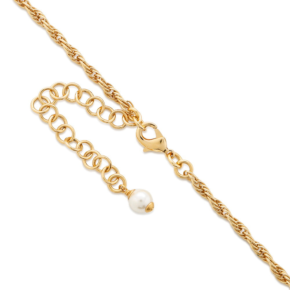 CHANEL Shell CC Logo Pearl Necklace Metal Strass Faux Pearl