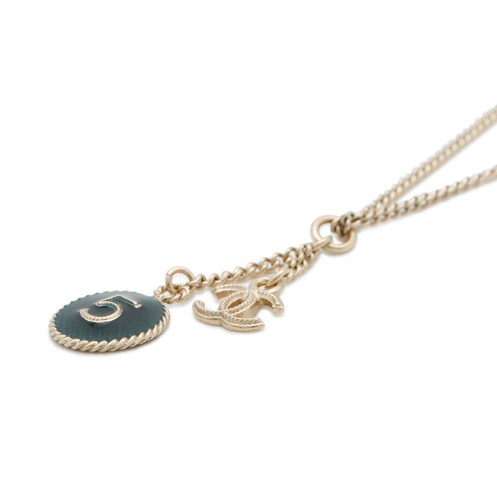 CHANEL NO.5 CC Logo Round Necklace GreenA63105 Metal