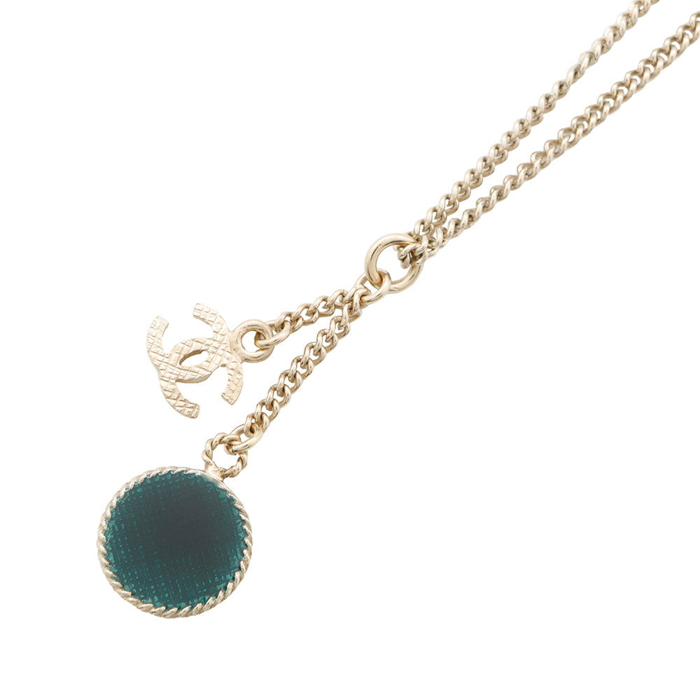CHANEL NO.5 CC Logo Round Necklace GreenA63105 Metal