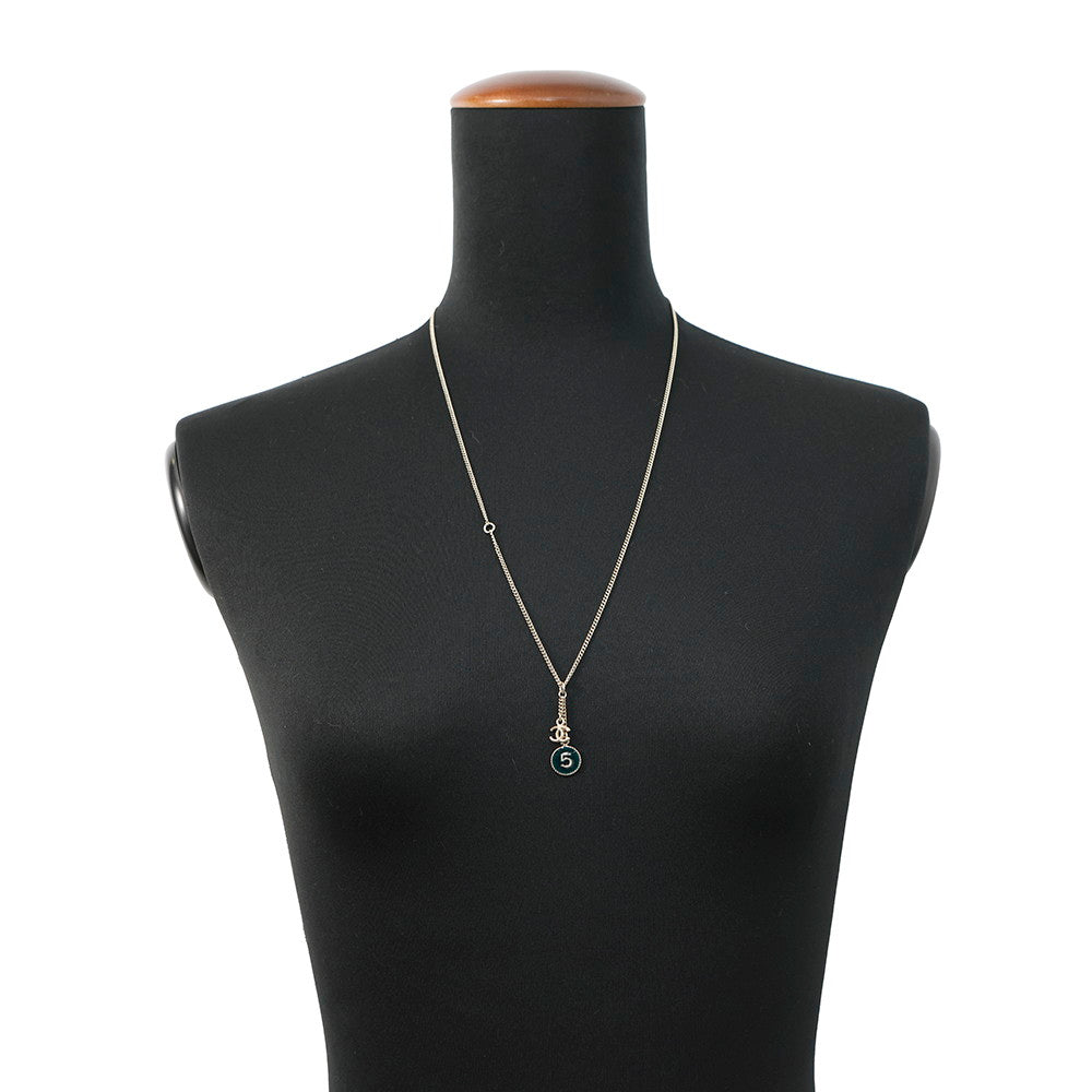 CHANEL NO.5 CC Logo Round Necklace GreenA63105 Metal