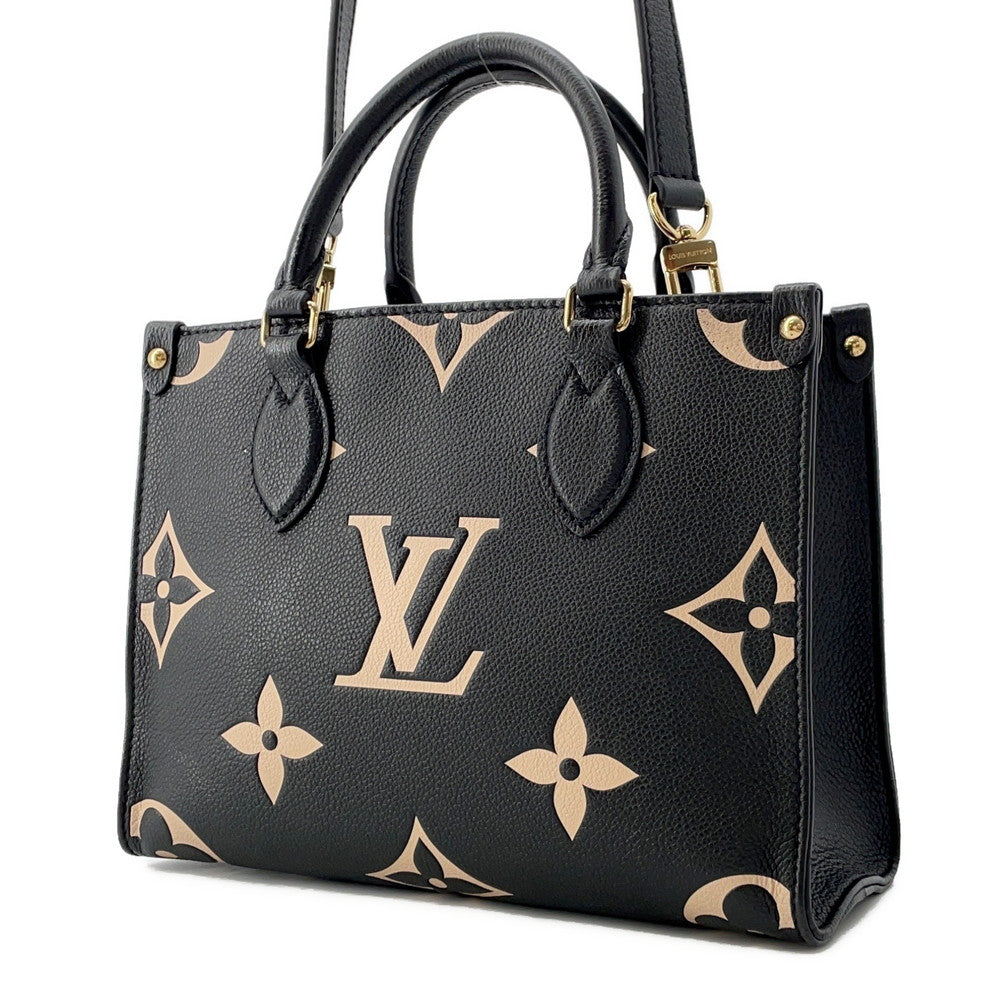 LOUIS VUITTON Onthego Noir/BeigeM45659 Bicolor Monogram Empreinte Leather Size PM